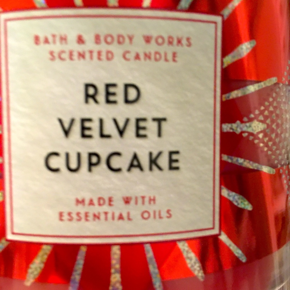 Bath&BodyWorks scented Red Velvet Cupcake Candle.